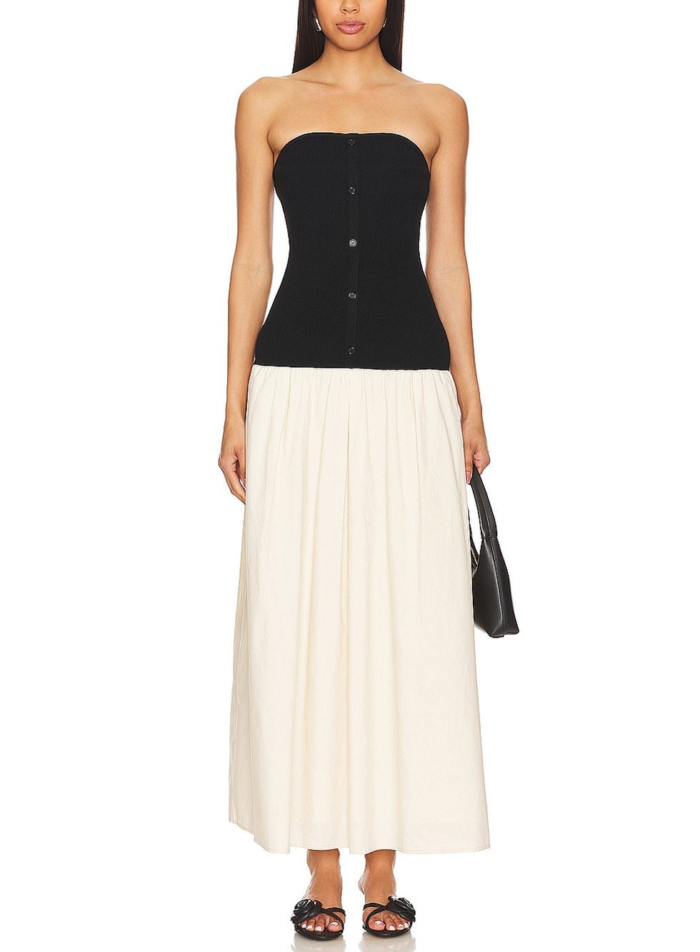 Line & Dot Two Tone Black And Taupe Tanner Combo Dress Size XS